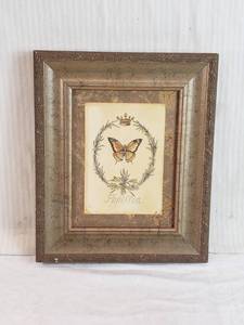 lot 322 image: Framed Papillon Butterfly Art Print