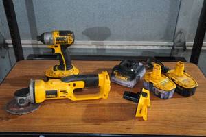 lot 23 image: Assorted DeWalt Power Tools and Batteries