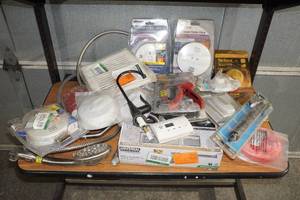 lot 135 image: Assorted Hardware - Smoke Alarms, Stapler, Faucet