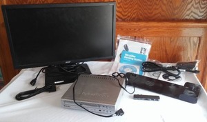 lot 14 image: HP Docking Station, Acer Monitor, DVD player and Hyperdrive.