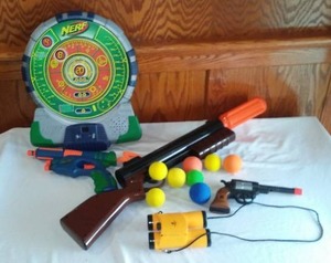 ERTL Air Ball Gun, NERF with Target and More.