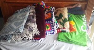lot 94 image: Varity of Hand Crafted and Cotton throws.
