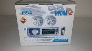 lot 142 image: Waterproof Bluetooth Marine Stereo Receiver and Speaker Kit