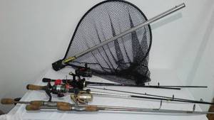 lot 165 image: Rods and Reels (4) with net.