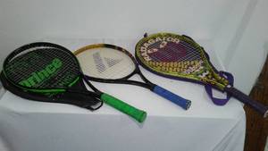 lot 167A image: Prince, Power Champ and Wilson Tennis Rachets.