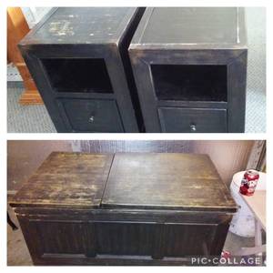 lot 179 image: Matching Accent Tables (3) with electric outlets.