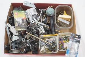 lot 116 image: large hardware lot caster wheels and other hardware