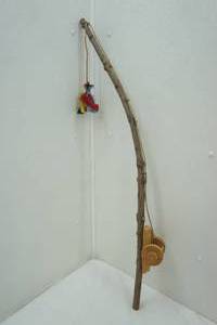 lot 161 image: Wooden Stick Fishing Pole, twine, and wooden reel