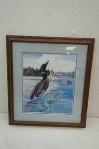 lot 178 image: Loon Print, Framed & Matted by R. Barg