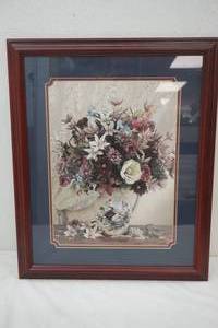 lot 179 image: Floral Print, Framed & Matted