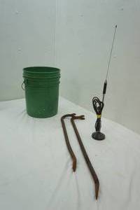 lot 204 image: Pry Bars, CB Antenna, & 5 gallon bucket
