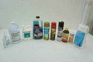 lot 210 image: carpet cleaner, floor cleaner, Lysol, Raid, Hot Shot, Ant Flea & Cricket Spray