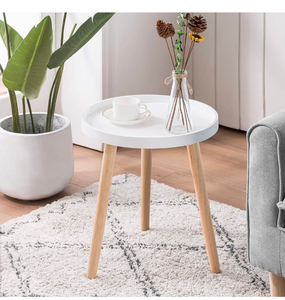 lot 112 image: Brand New Apicizon Round Side Table, White Tray Nightstand Coffee End Table for Living Room, Bedroom, Small Spaces, Easy Assembly Bedside Table, 15 x 18 Inches