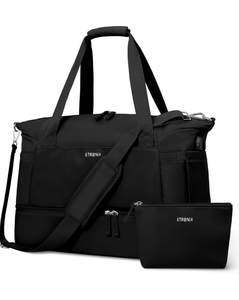 lot 113 image: Brand New ETRONIK Gym Bag for Women, Personal Item Travel Bag with Shoes Compartment, Overnight Duffel Bag with Wet Pocket & USB Charging Port, Carry On Bag Black