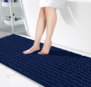 lot 128 image: Brand New Yimobra Bathroom Runner Rug 70x24 Super Absorbent and Thick, Navy Blue $48.99 Retail