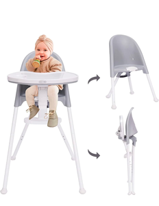 lot 130 image: Brand New Han MM Foldable High Chait One Click Fold, Space Saver, Gray 3 in 1 Convertible Non Slip $89.99 Retail