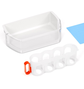 lot 135 image: Brand New Lubiyack 2pc Refrigerator Door Bin Shelf with Can Organizer for Samsung Refridgerator $85.99 Retail