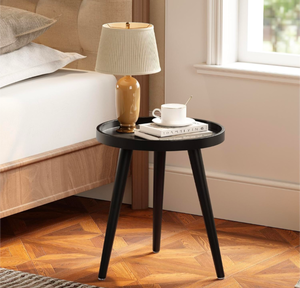 lot 150 image: Brand New Apicizon Black Round Side Table with Tray 15x18 Black