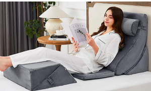 lot 151 image: Brand New Homemate 6pc Orthopedic Bed Wedge Pillow Set $69.99 Retail