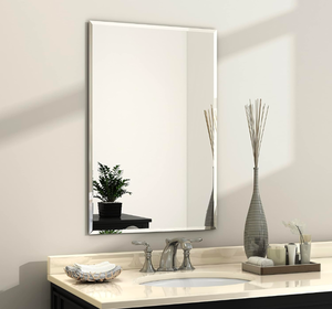 lot 179 image: Brand New Kohros Bathroom Mirror Beveled Polished Frameless Wall Mirror 24x35 $89.99 Retail