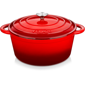 lot 189 image: Brand New Valaze 7.5 qt Dutch Oven Pot with Lid Enameled Cast Iron with Handles $79.99 Retail
