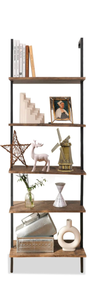 lot 107 image: Brand New Aboxoo 5 Tiered Ladder Shelf Rustic Brown