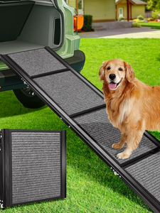 lot 224 image: Brand New Vivo Home Dog Ramp For Cars 60x17.25 Extra Long and Wide Foldable Dog Ramp $97.74 Retail