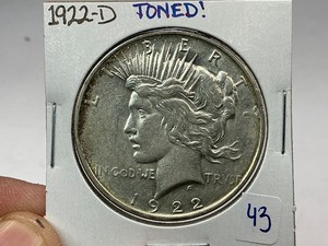 lot 43 image: 1922-D Peace Silver Dollar