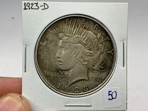 lot 50 image: 1923-D Peace Silver Dollar
