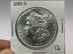 lot 12 image: 1881-S Morgan Silver Dollar
