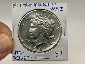 lot 37 image: 1921 Peace Silver Dollar
