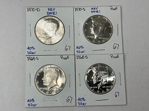 lot 67 image: 4pc Lot of Silver Kennedy Half Dollars