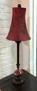 lot 22 image: Stylish Table Lamp with Maroon Shade and Accents