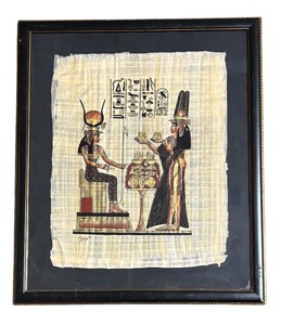 lot 25 image: Cleopatra, Egyptian Papyrus Paper Framed Painting