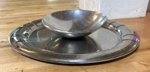 lot 62 image: Nambe Bowl and Silver Plated Serving Platter