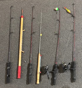lot 66 image: Six Fishing Poles with Two Red Wolf Reels