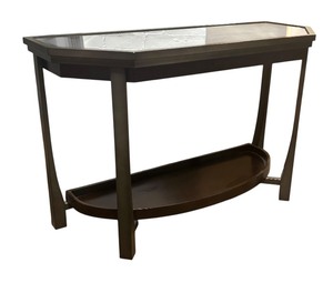 lot 5 image: Mahogany Finish Console Table with Glass Inset