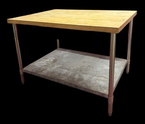 lot 18 image: Heavy-Duty Work Table with Butcher Block Top and Storage