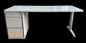 lot 12 image: Office Desk with Integrated Storage Drawers
