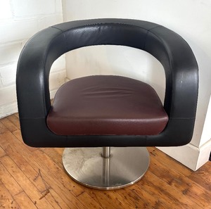 lot 90 image: Modern Black and Brown Faux Leather Swivel Chair by Limitless
