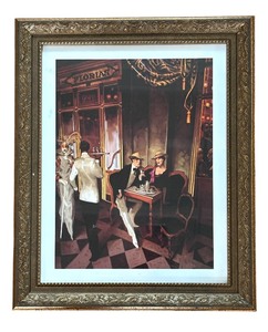 lot 92 image: Cafe Florian Framed Print by Juarez Machado