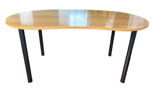 lot 97 image: Large Kidney Shaped Office Conference Table with Black Legs
