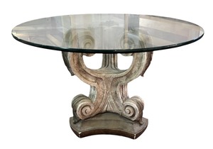 lot 31B image: Neoclassical Italian Glass-Top Dining Table