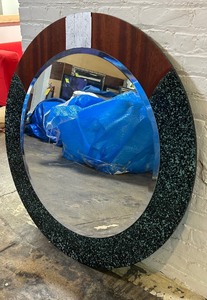 lot 115A image: David Marshall Round Wall Mirror with Stone Inlay, 45 Diameter