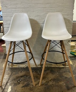 lot 115 image: Pair of White Eiffel Barstools