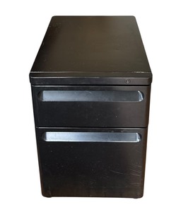 lot 110 image: Two Drawer Black Metal Filing Cabinet