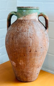 lot 34 image: Vintage Two Handled Turkish Terracotta Vase  Pottery Clay Pot