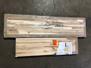 lot 26 image: Lot of Assorted Solid Wood Butcher Block Shelving Various Models and Conditions Customer Returns See Pictures