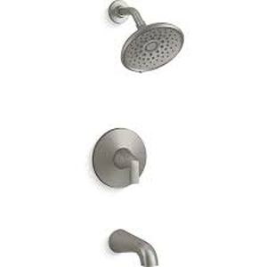 lot 2 image: KOHLER Cursiva Single-Handle 3-Spray Tub and Shower Faucet 1.75 GPM in Vibrant Brushed Nickel (Valve Included) Customer Returns See Pictures