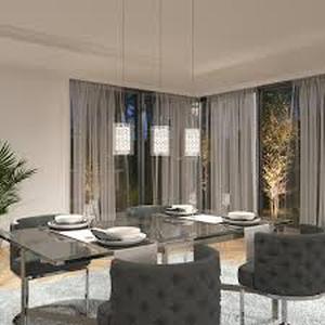 lot 7 image: Artika Crystal Cube 13-Watt 3 Light Chrome Modern Integrated LED Pendant Light Fixture for Dining Room or Kitchen Customer Returns See Pictures